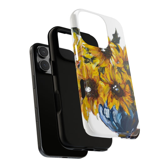 Sunflowers in Blue Vase Phone Case | Artistic Floral Cover