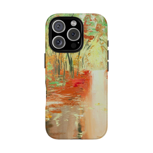 Golden Forest Reflection Phone Case – Impressionist Nature Painting by Alina Madan Art