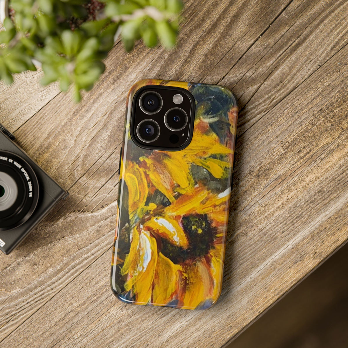 Golden Sunflowers Phone Case – Original Floral Art by Alina Madan