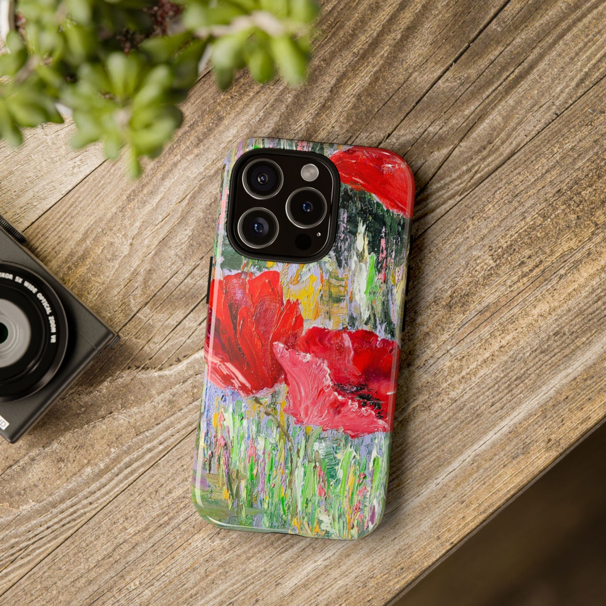 Red Poppy Meadow Phone Case – Expressive Impressionist Floral Art by Alina Madan Art