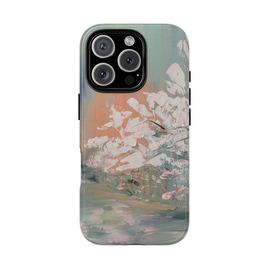 Blush Floral Landscape Phone Case – Soft Impressionist Original Art by Alina Madan Art