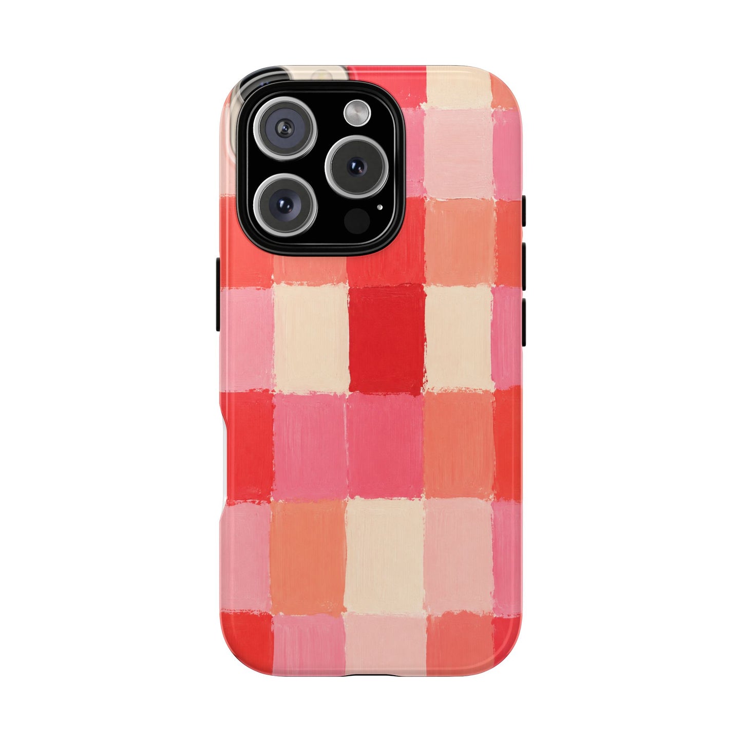 Painterly Gingham Phone Case | Pink Coral Checkered Decor