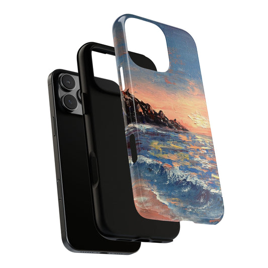 Coastal Sunset Waves Phone Case – Original Painting by Alina Madan Art