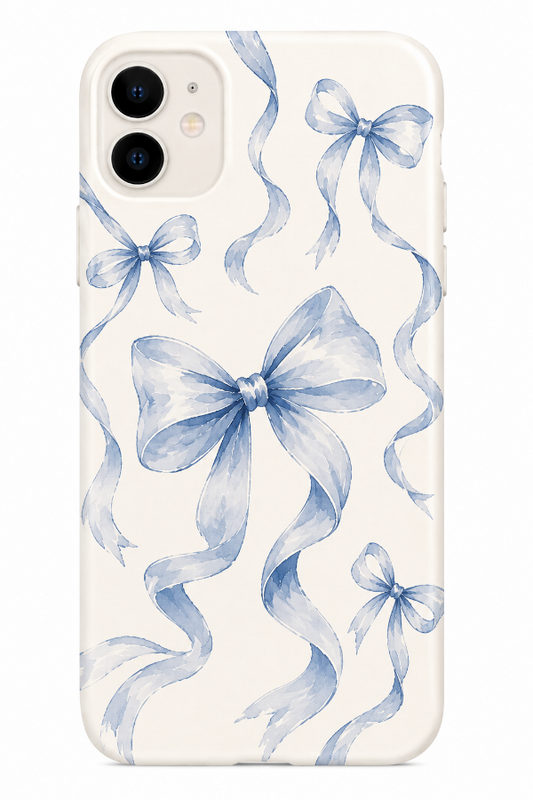 Blue Coquette Bow Phone Case | Watercolor Ribbon Aesthetic Case