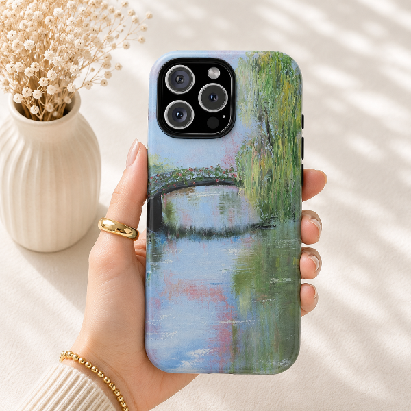 Impressionist Garden Bridge Phone Case – Peaceful Monet-Inspired Original Art by Alina Madan Art
