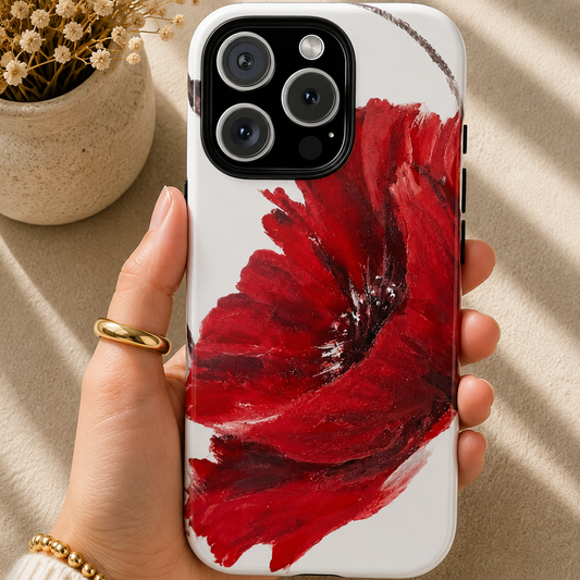 Bold Red Poppy Phone Case – Original Floral Art by Alina Madan