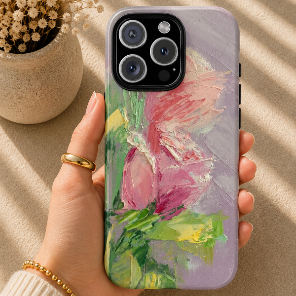 Soft Pink Tulip Phone Case – Original Floral Art by Alina Madan