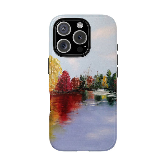 Autumn Lake Reflection Phone Case – Original Landscape Painting by Alina Madan Art