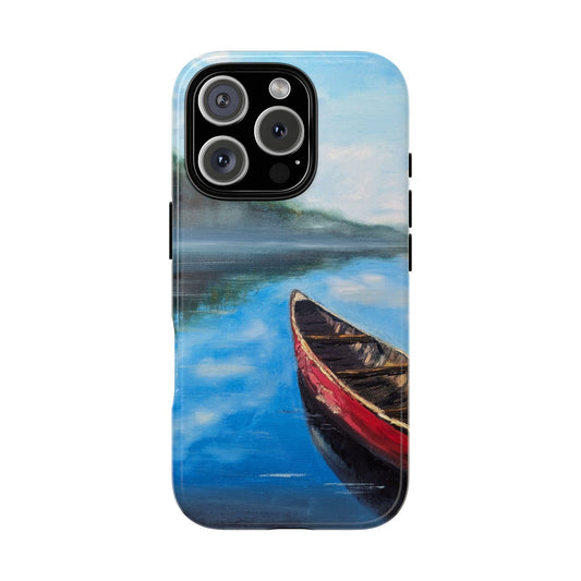 Silent Lake Canoe Phone Case – Original Painting by Alina Madan Art