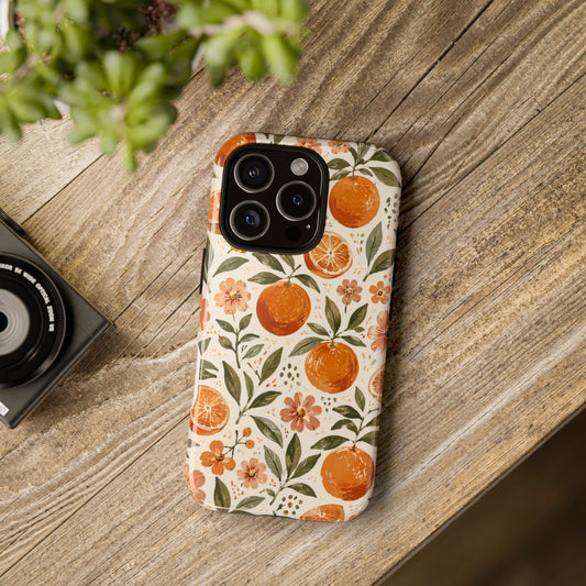 Citrus Floral Phone Case | Mediterranean Orange Botanical iPhone Case
