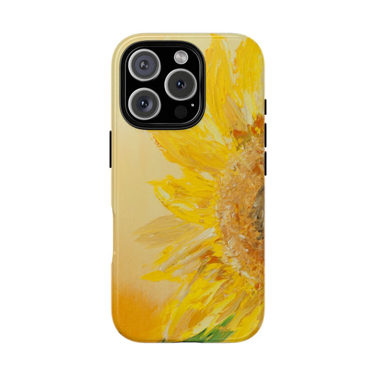 Golden Sunflower Bloom Phone Case – Original Floral Painting by Alina Madan Art