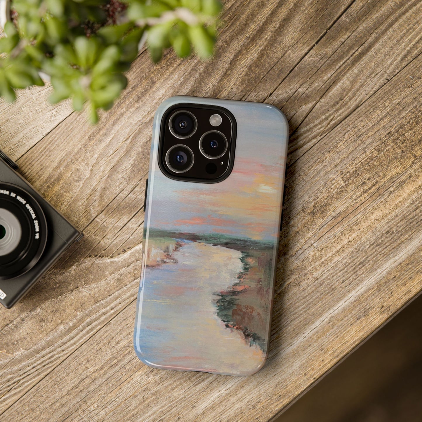 Pastel River Sunset Phone Case – Original Landscape Painting by Alina Madan Art