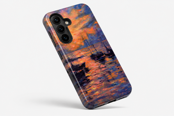Original Sailboats at Sunset Phone Case | Impressionist Seascape Art