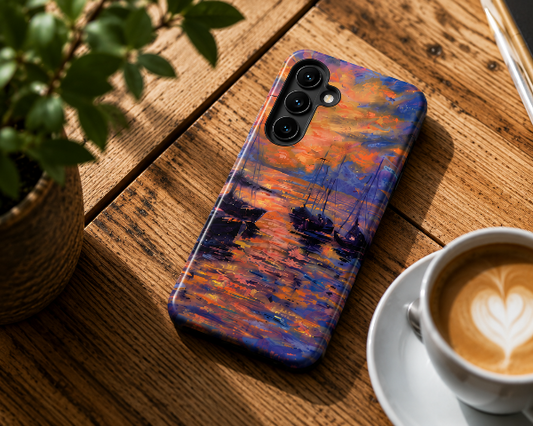 Original Sailboats at Sunset Phone Case | Impressionist Seascape Art
