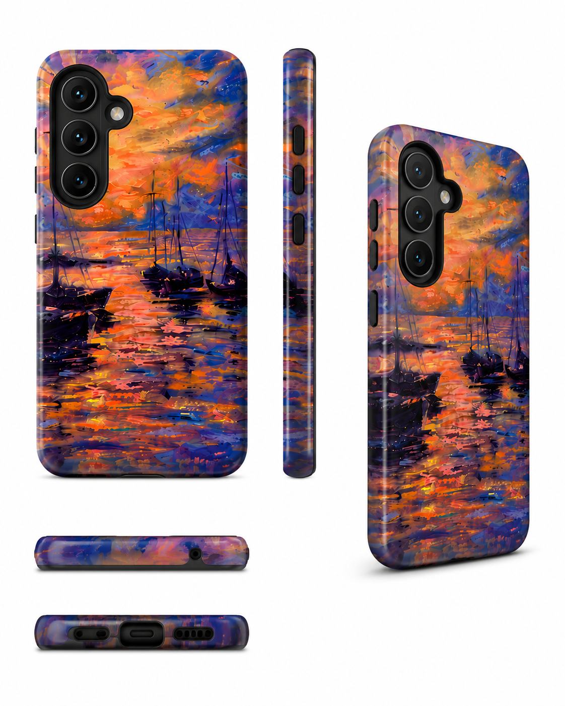 Original Sailboats at Sunset Phone Case | Impressionist Seascape Art