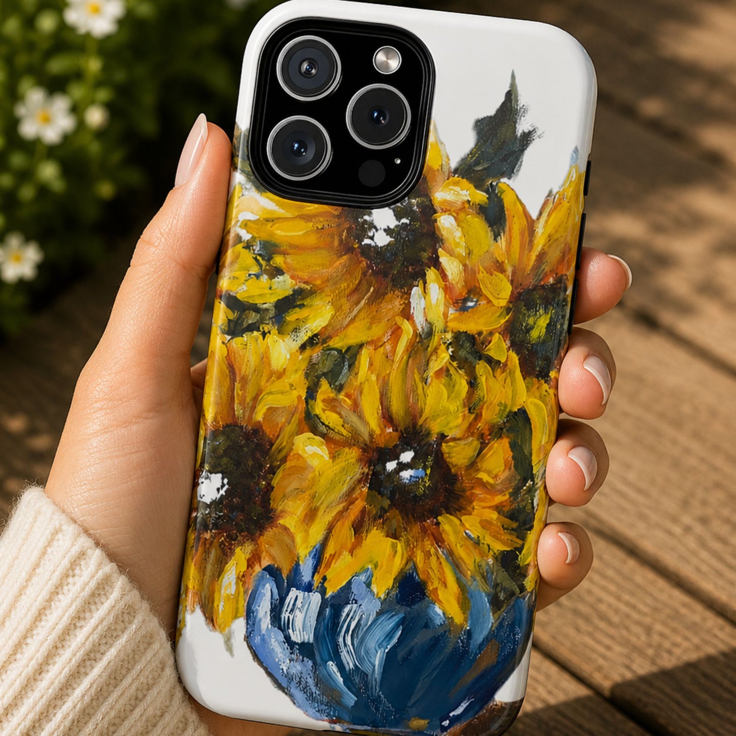 Sunflowers in Blue Vase Phone Case | Artistic Floral Cover