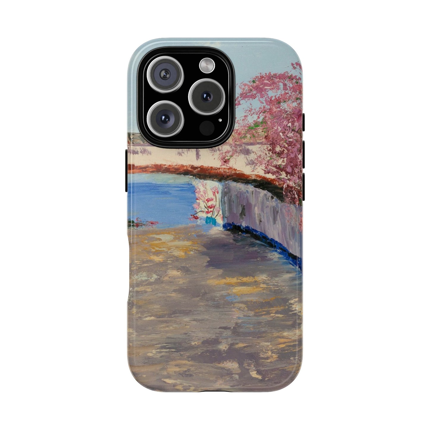 Mediterranean Seaside Street Phone Case – Original Coastal Painting by Alina Madan Art