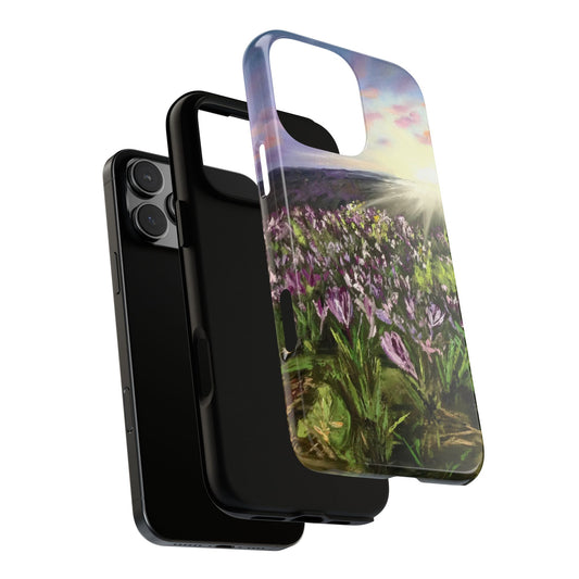 Lavender Meadow Sunrise Phone Case – Original Painting by Alina Madan Art