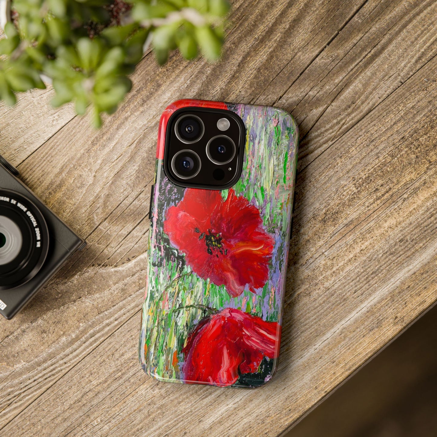 Red Poppy Garden Phone Case – Vibrant Floral Impressionist Painting by Alina Madan Art