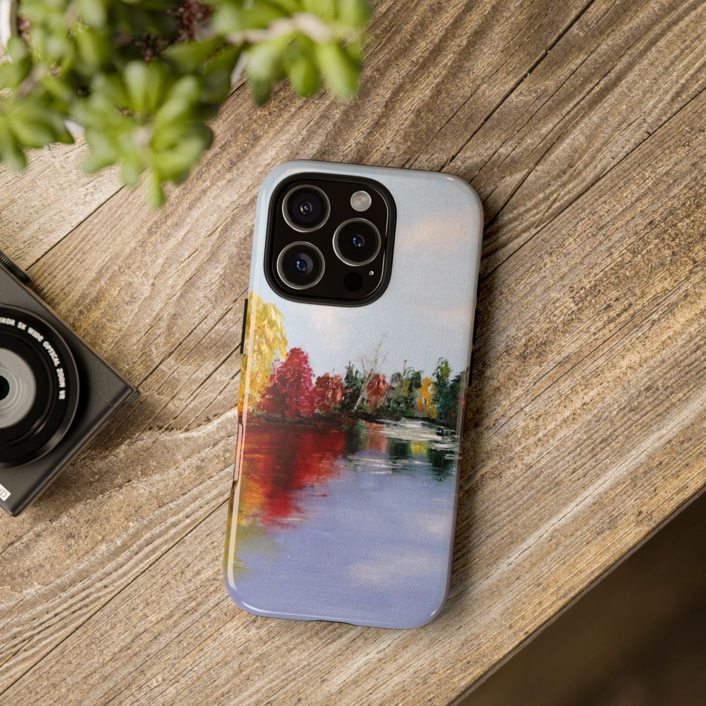 Autumn Lake Reflection Phone Case – Original Landscape Painting by Alina Madan Art