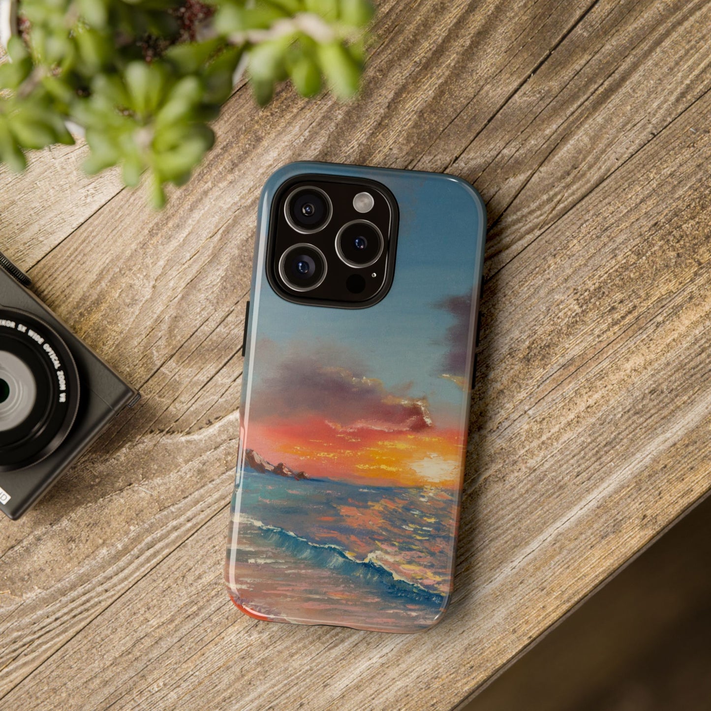 Ocean Sunset Glow Phone Case – Original Coastal Painting by Alina Madan Art