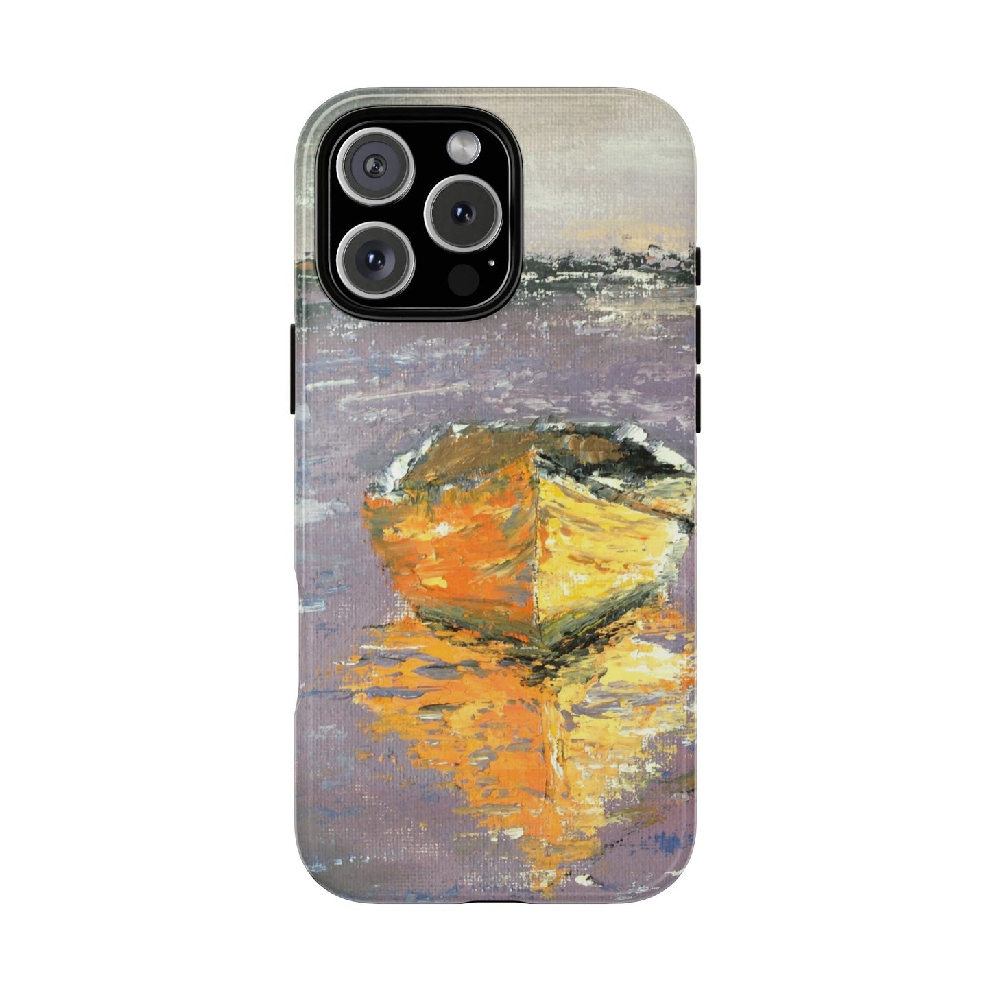 Golden Rowboat Reflection Phone Case – Original Painting by Alina Madan Art