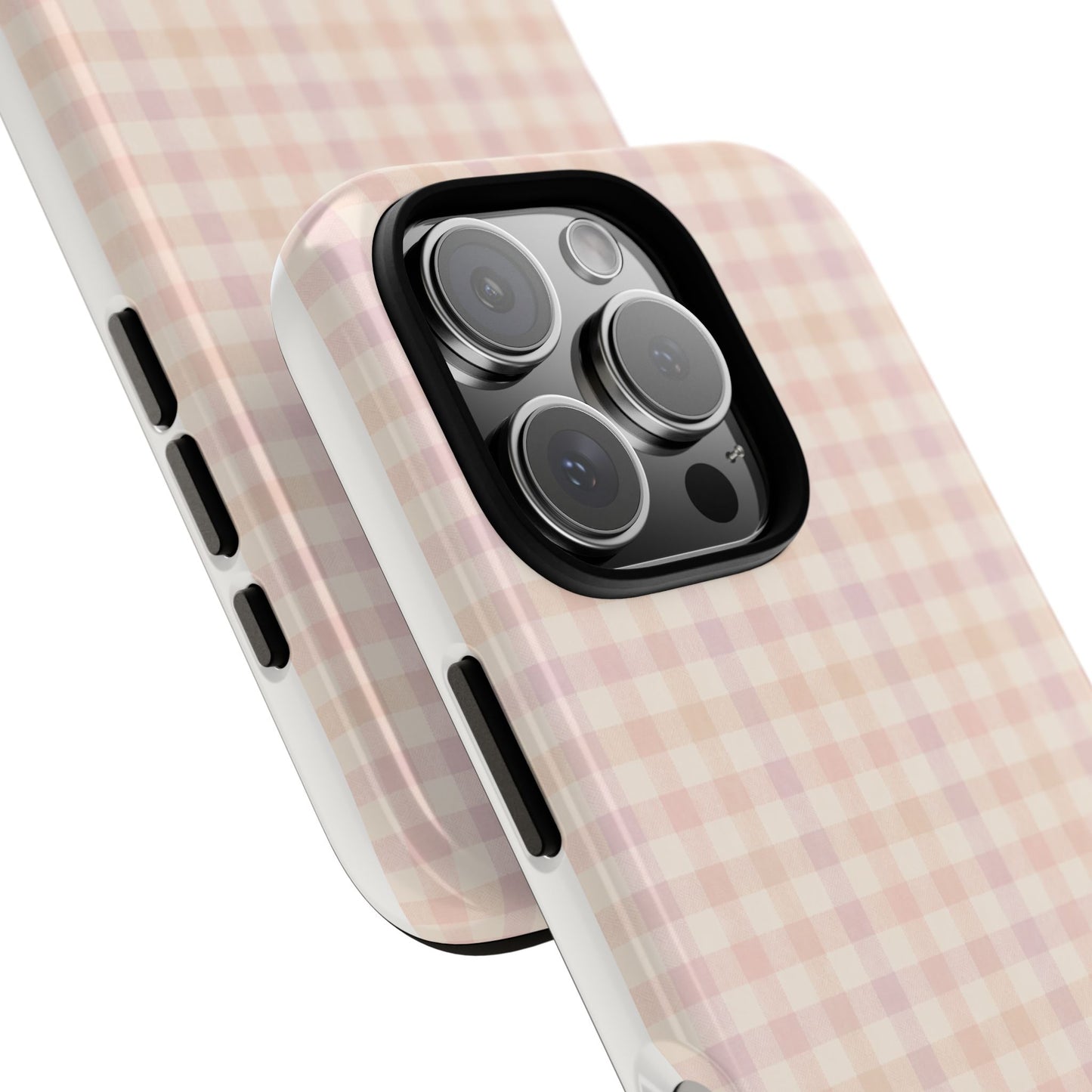 Pink Floral Gingham Phone Case | Soft Coquette Aesthetic , Feminine Pastel Luxury Design