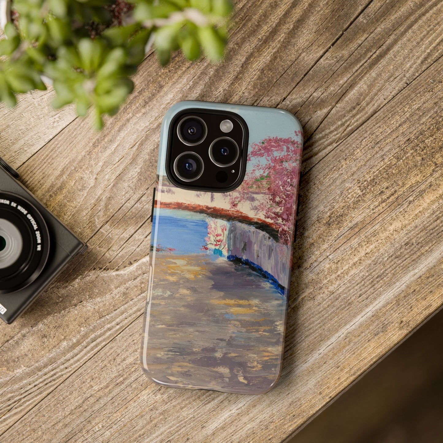 Mediterranean Seaside Street Phone Case – Original Coastal Painting by Alina Madan Art