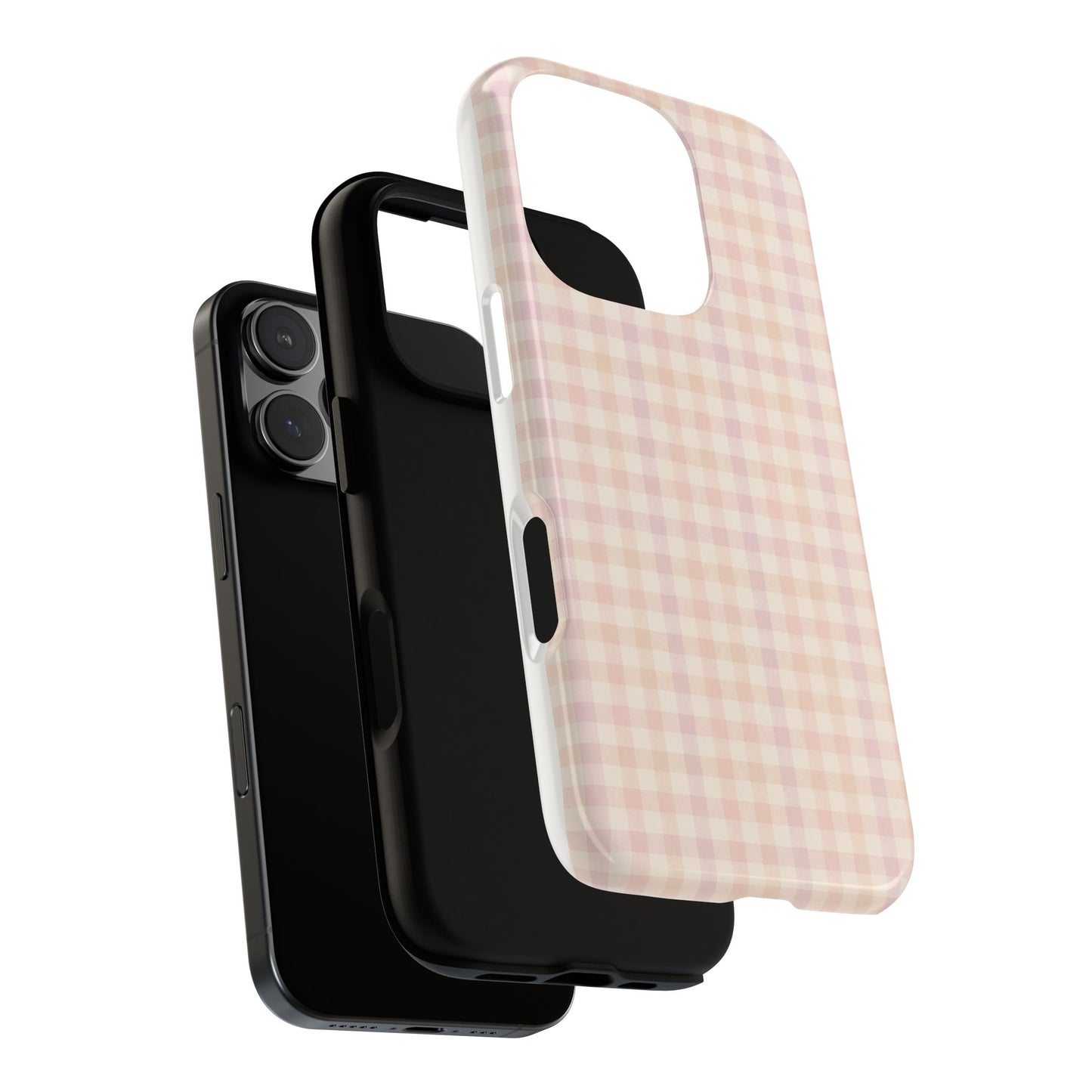 Pink Floral Gingham Phone Case | Soft Coquette Aesthetic , Feminine Pastel Luxury Design