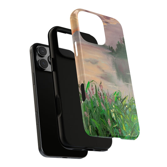 Misty Lakeside Meadow Phone Case – Original Painting by Alina Madan Art