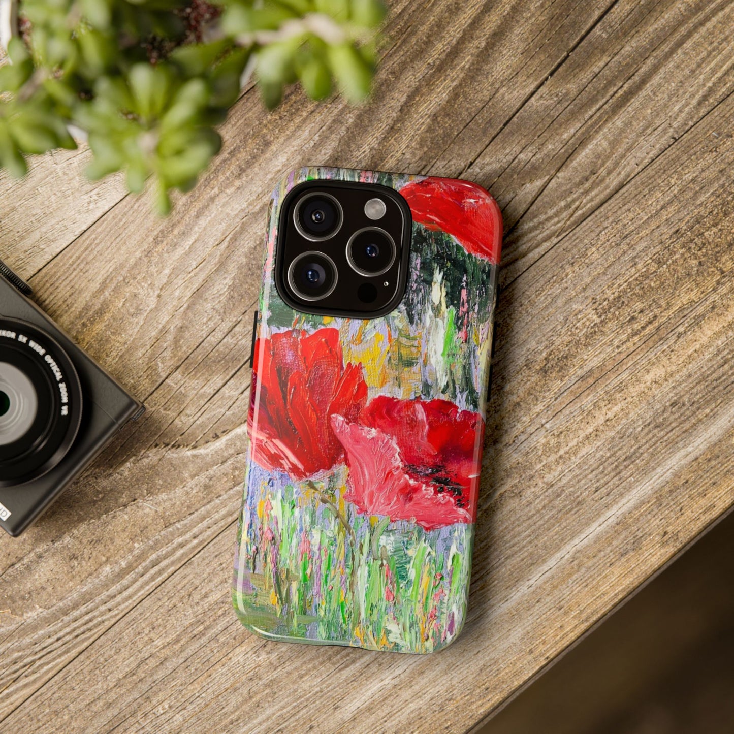 Red Poppy Meadow Phone Case – Expressive Impressionist Floral Art by Alina Madan Art