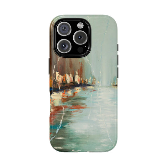 Rainy Cityscape Reflection Phone Case – Original Impressionist Painting by Alina Madan Art