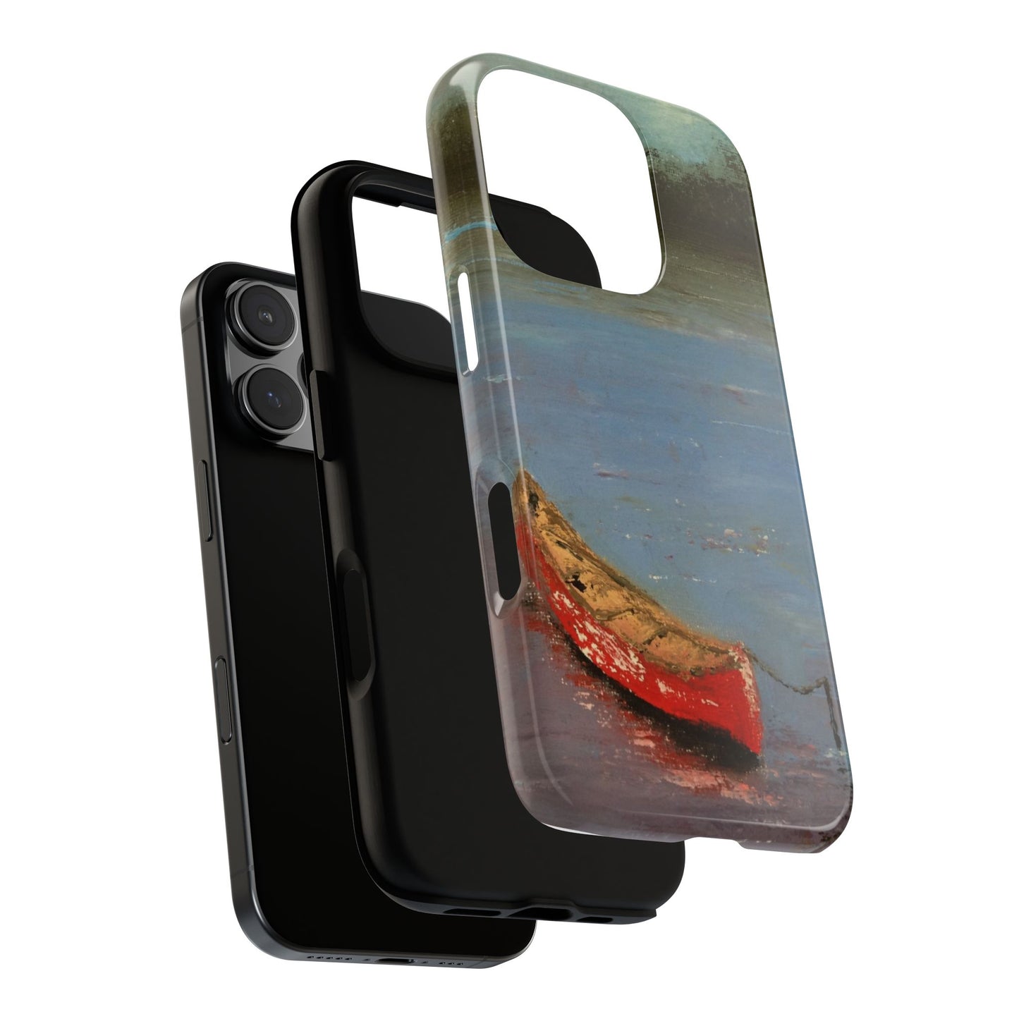Red Canoe on Calm Water Phone Case – Original Impressionist Lake Painting by Alina Madan Art