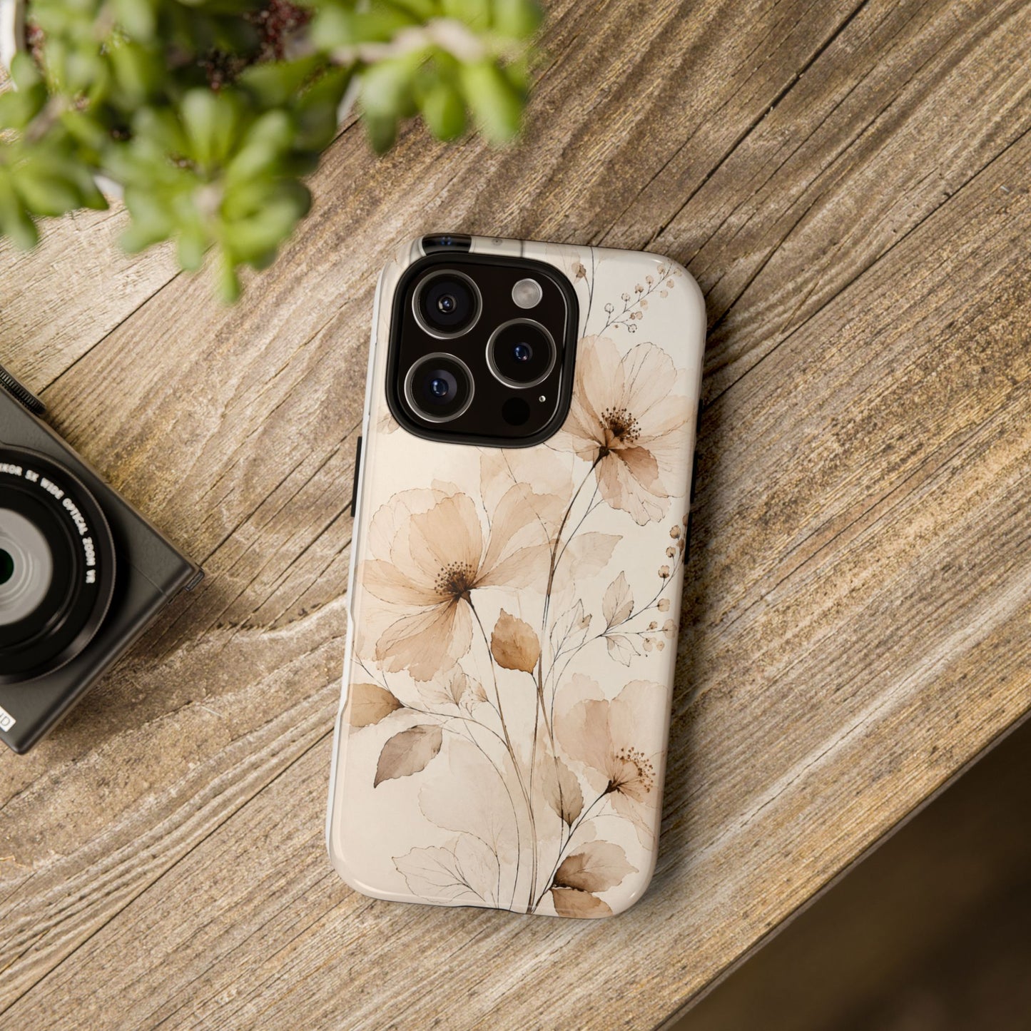 Neutral Botanical Phone Case | Minimalist Watercolor Floral