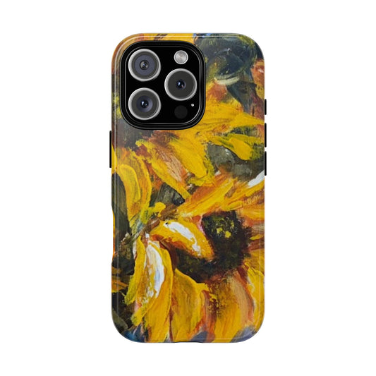 Golden Sunflowers Phone Case – Original Floral Art by Alina Madan