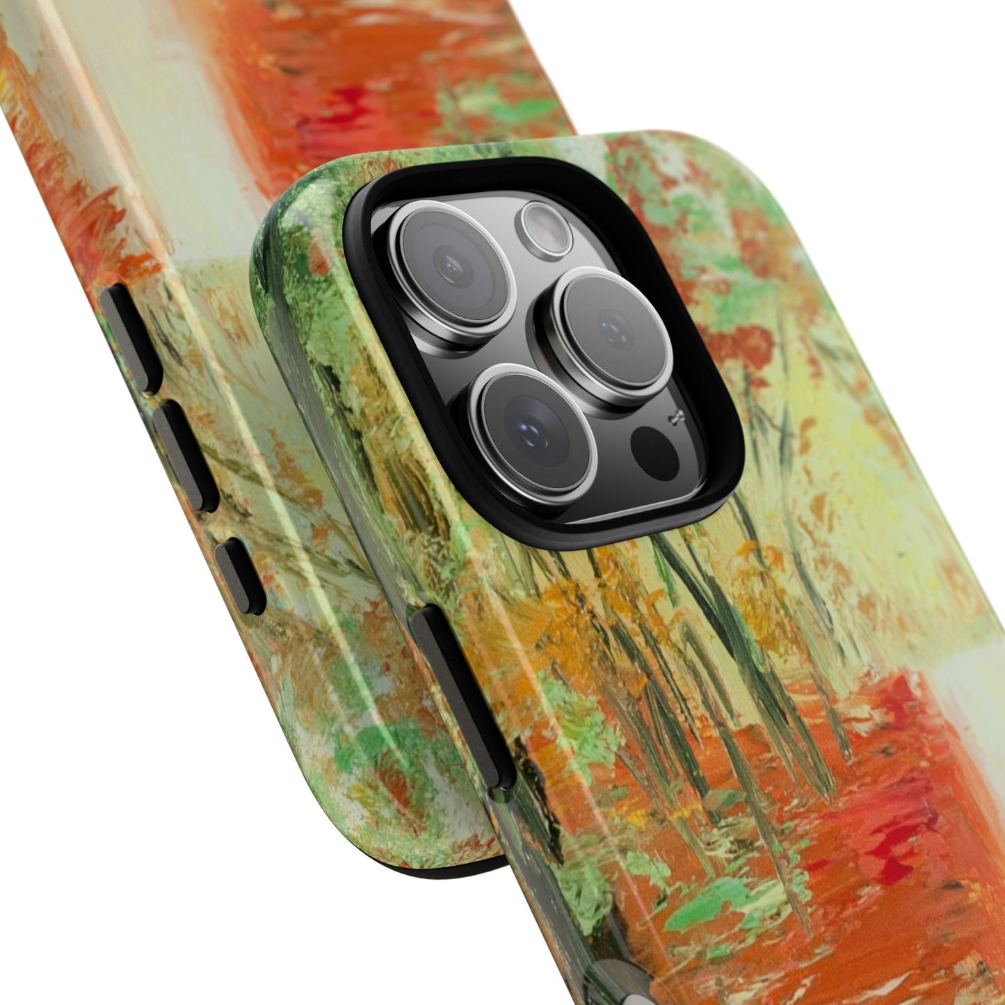 Golden Forest Reflection Phone Case – Impressionist Nature Painting by Alina Madan Art