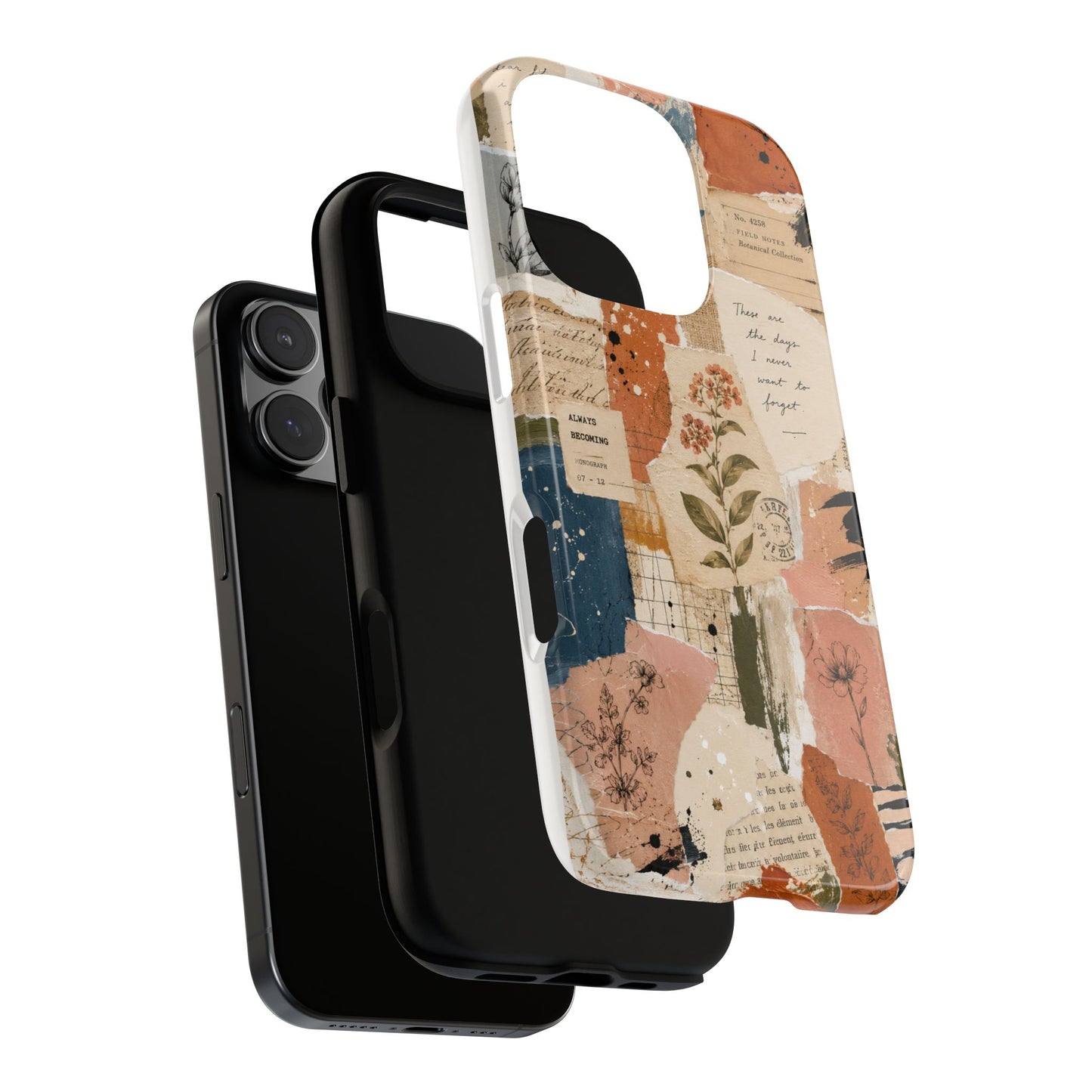 Vintage Botanical Collage Phone Case | Artistic Scrapbook , Journal Aesthetic
