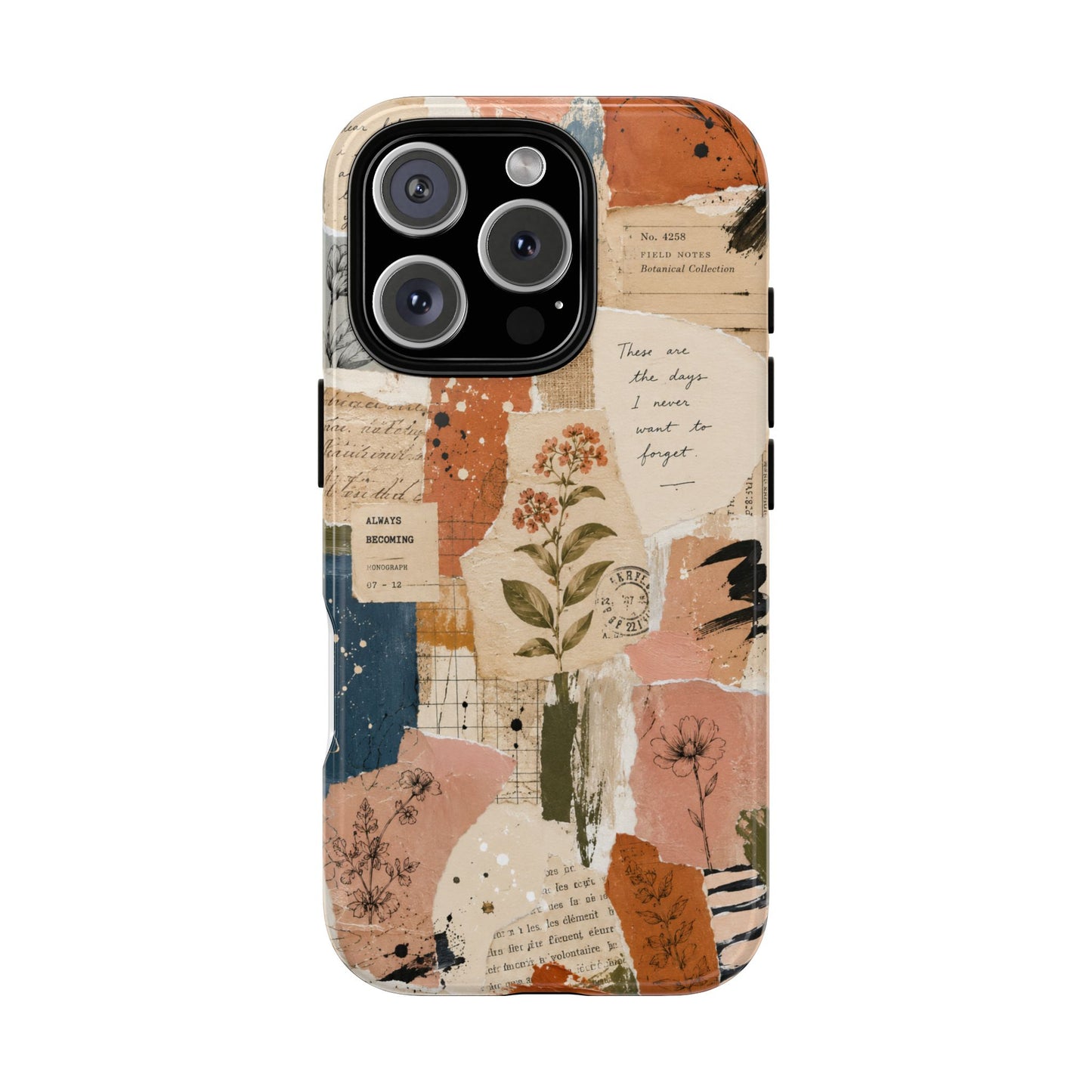 Vintage Botanical Collage Phone Case | Artistic Scrapbook , Journal Aesthetic