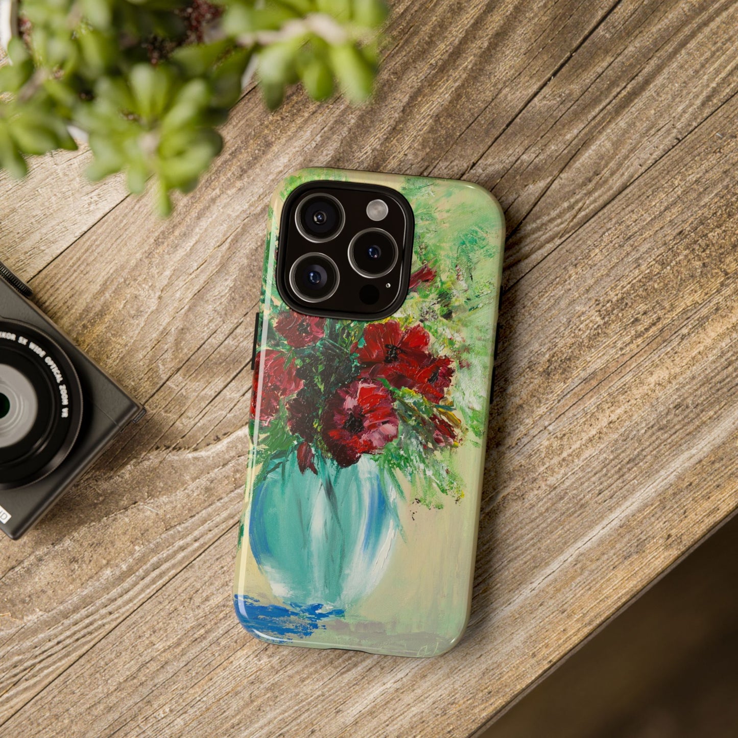 Red Floral Bouquet Phone Case – Expressive Original Flower Painting by Alina Madan Art