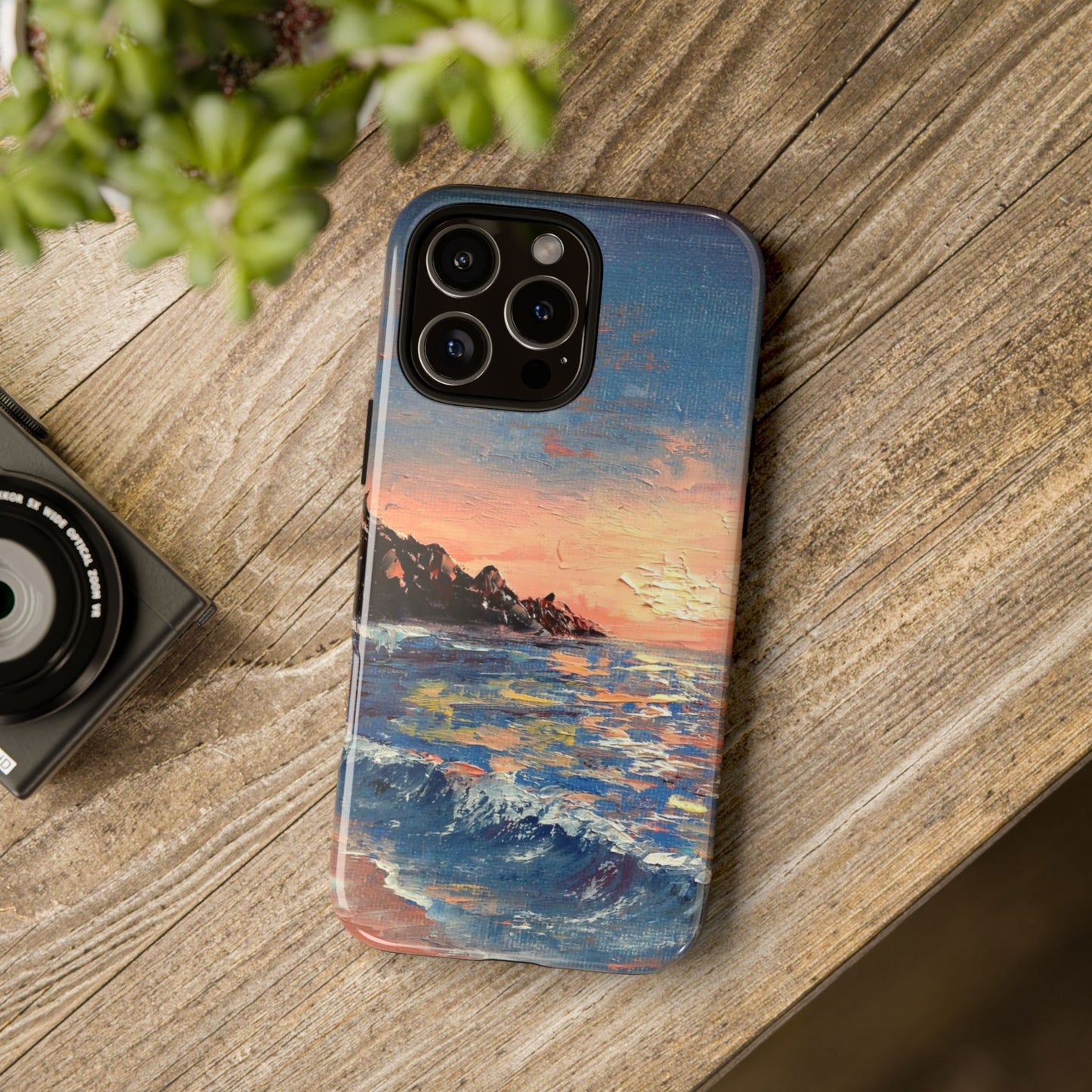 Coastal Sunset Waves Phone Case – Original Painting by Alina Madan Art