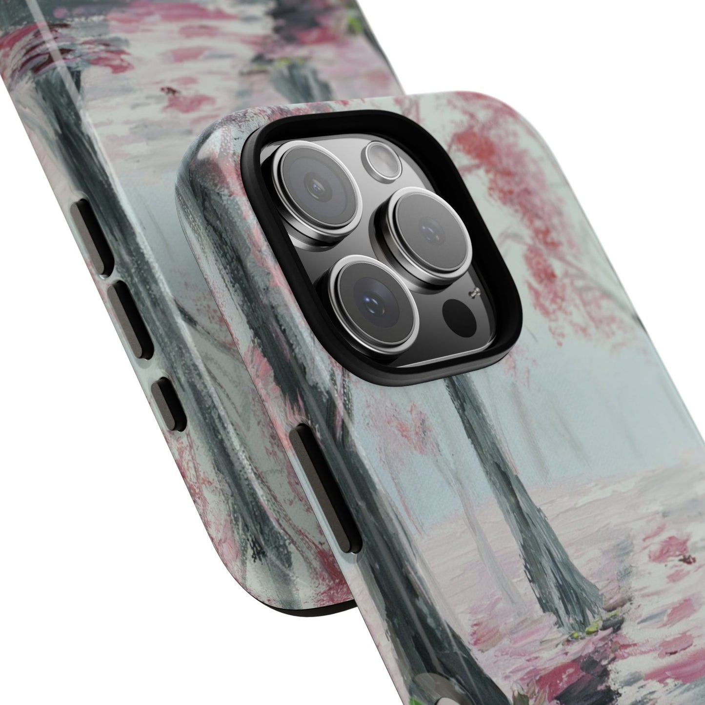 Misty Pink Forest Reflection Phone Case – Dreamy Impressionist Landscape by Alina Madan Art