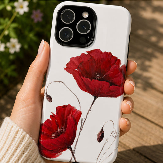 Poppies Flower Phone Case | Artistic Red Floral Cover