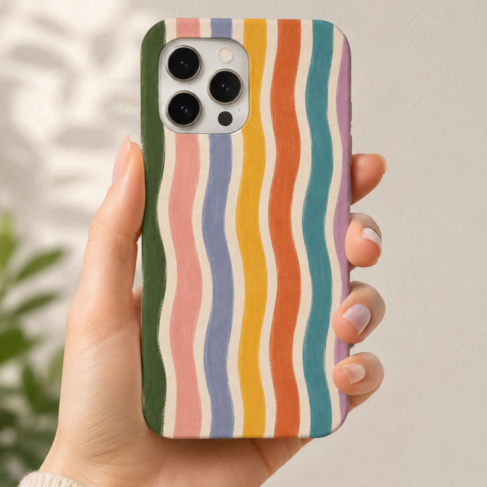 Boho Painterly Stripe Phone Case  | Earth Tone Abstract Stripe, Modern Neutral Artistic Cover