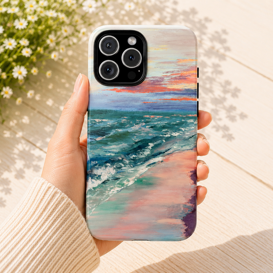 Pastel Ocean Sunset Phone Case | Original Coastal Seascape Art by Alina Madan Art