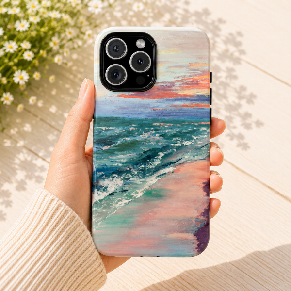 Pastel Ocean Sunset Phone Case | Original Coastal Seascape Art by Alina Madan Art