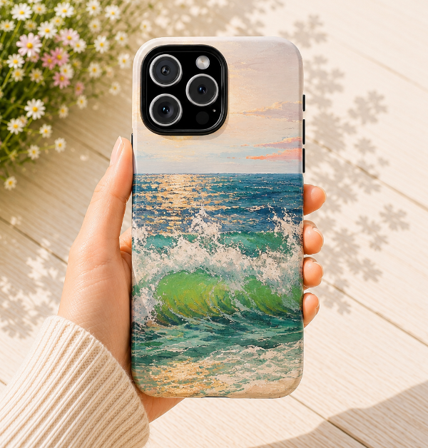Ocean Waves Phone Case | Original Coastal Wave Art by Alina Madan Art