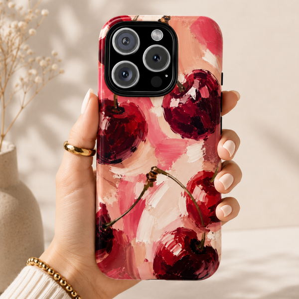 Painterly Cherry Phone Case | Designed by Alina Madan Art