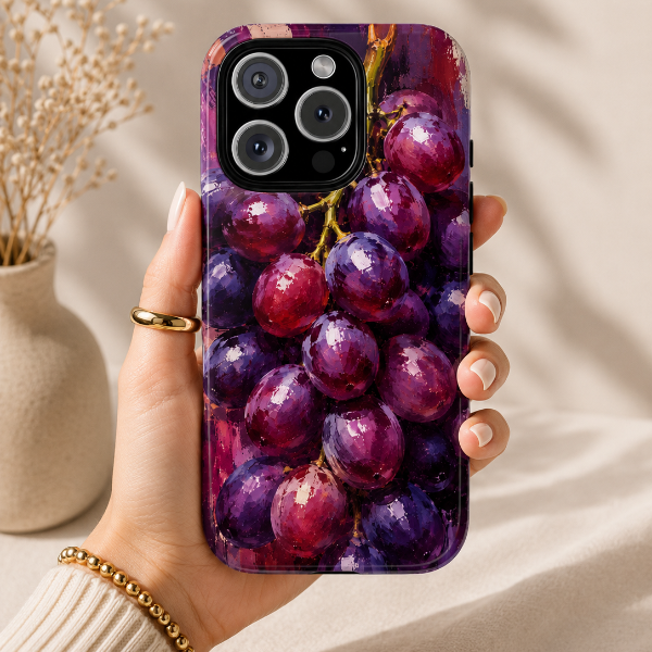 Purple Grape Harvest Phone Case – Original Fruit Painting by Alina Madan Art
