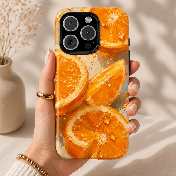 Juicy Orange Splash Phone Case | Designed by Alina Madan Art