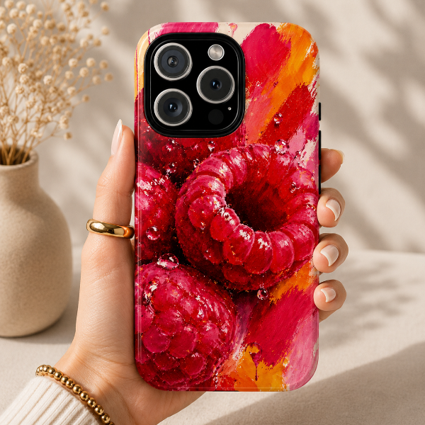 Raspberry Burst Phone Case | Designed by Alina Madan Art